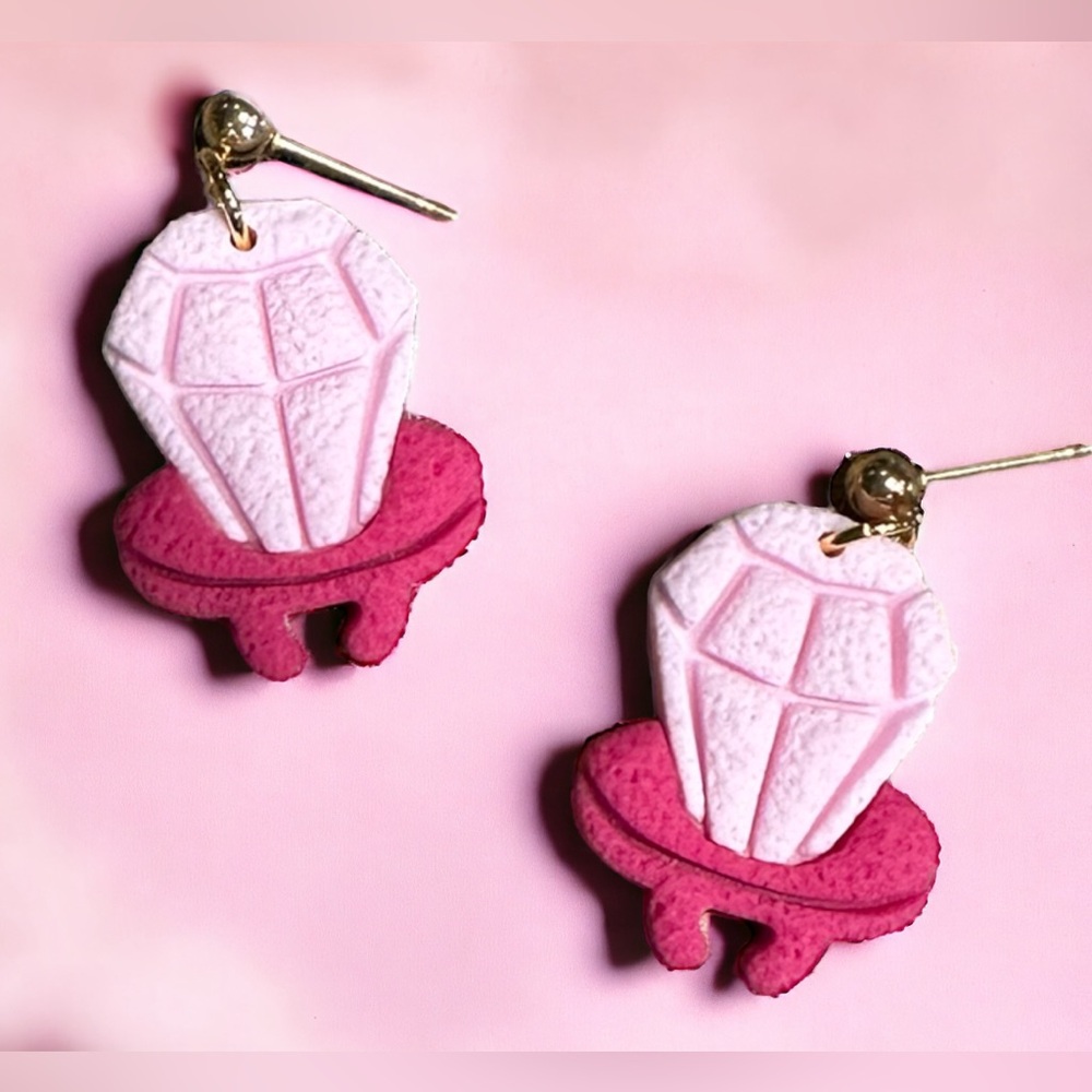 Pink Ring Pop Dangle Clay Earrings